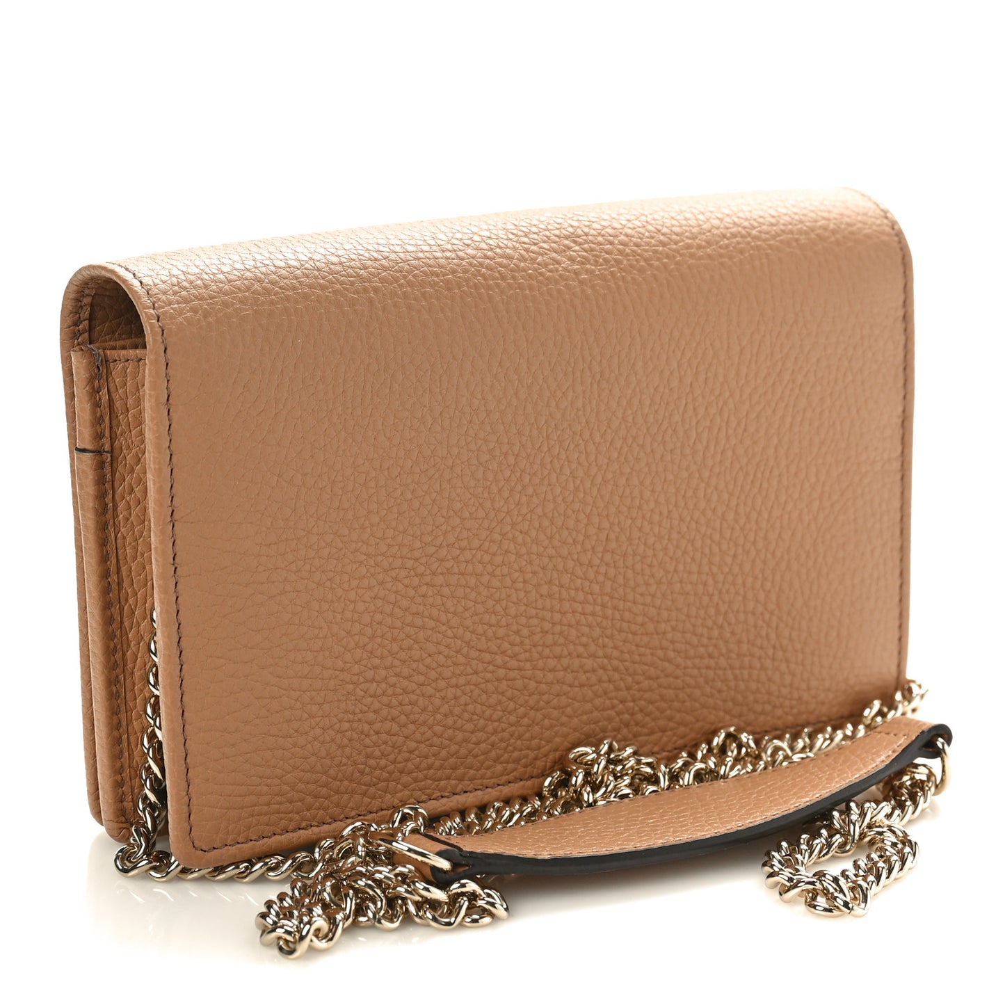 Pebbled Calfskin Soho Wallet On Chain Camelia