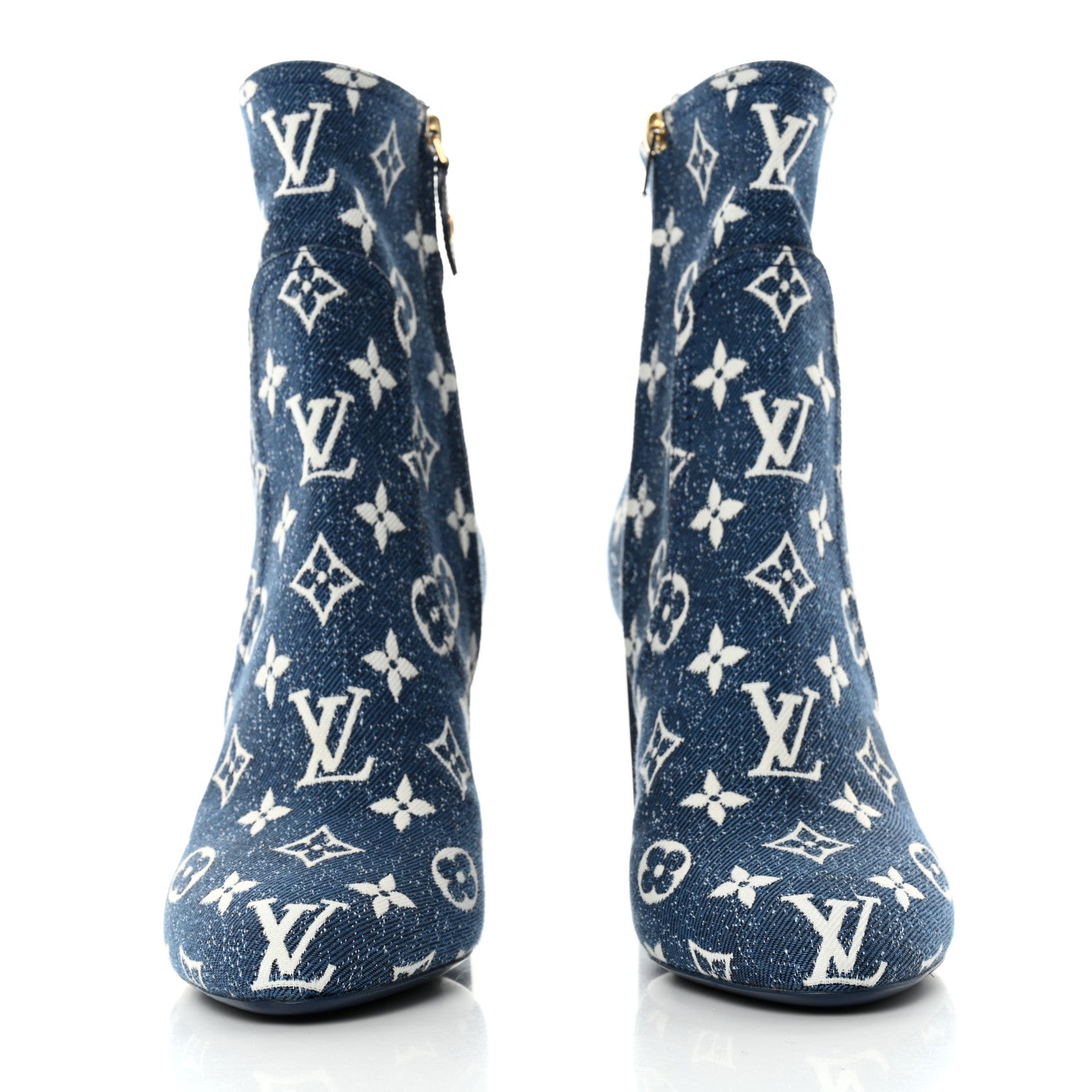 Louis Vuitton Denim Monogram Silhouette Ankle Boots 38 Navy Blue 2 of 10