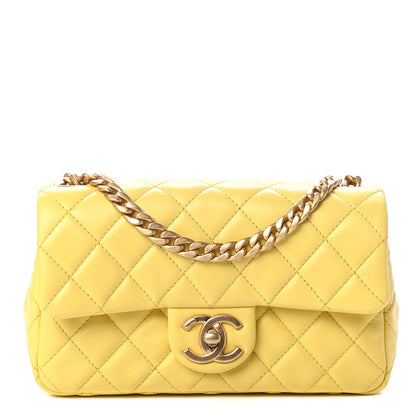 Chanel Lambskin Resin Quilted Mini Rectangular Pearl Samba Flap Yellow 1 of 5