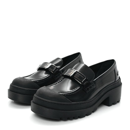 Christian Dior Brushed Calfskin Rubber Dior Code Cap Toe Lug Sole 15mm Loafers 35 Black 4 of 10