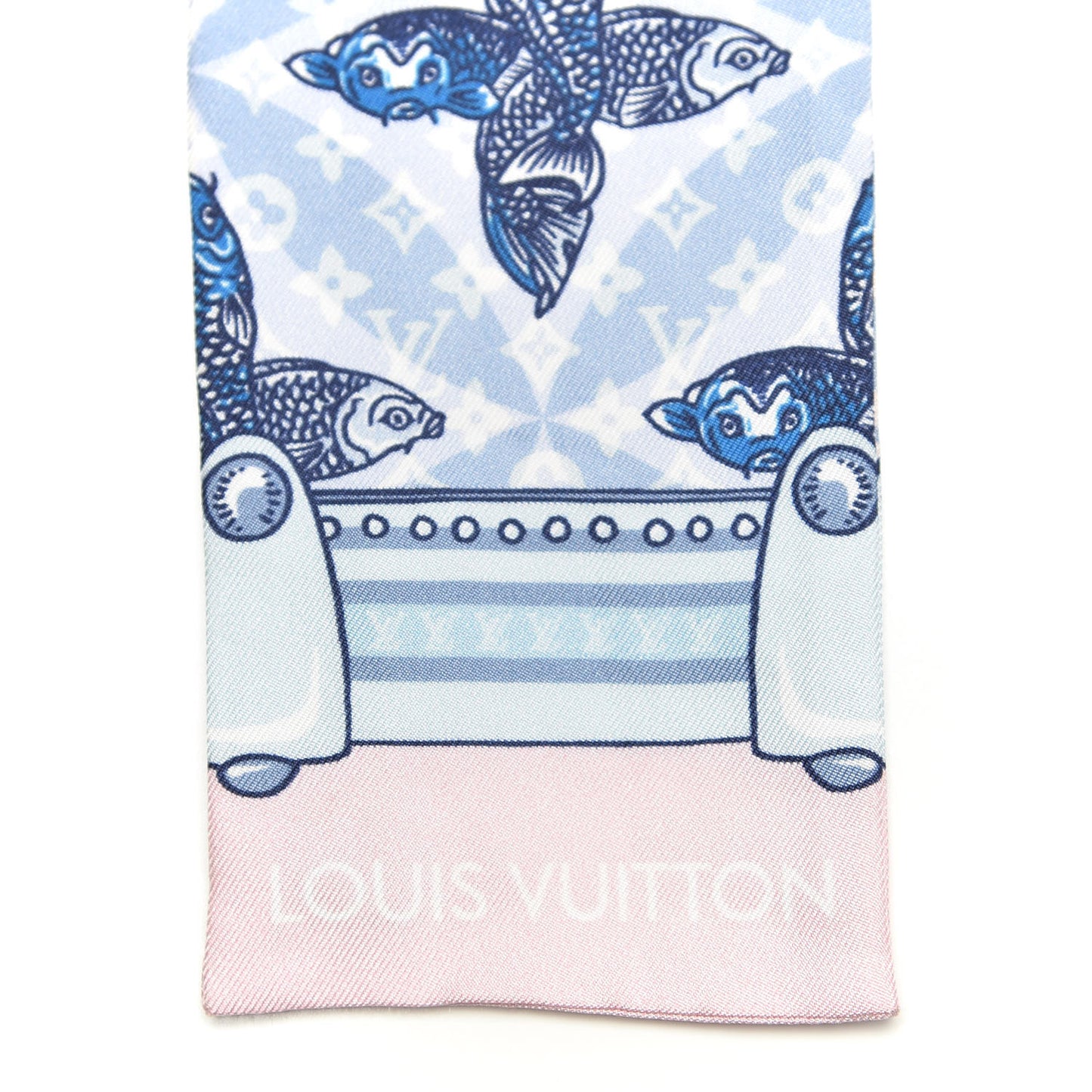 Silk Monogram Koi Fish Animalle Bandeau Blue
