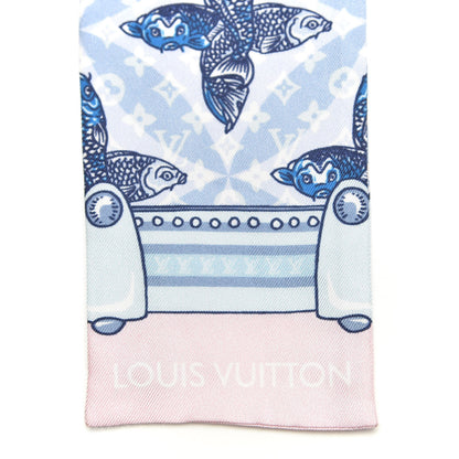 Louis Vuitton Silk Monogram Koi Fish Animalle Bandeau Blue 4 of 5