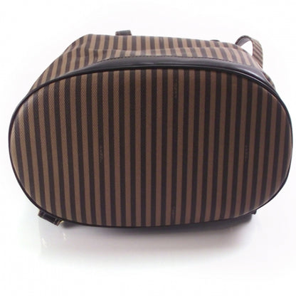 Fendi Canvas Calfskin Striped Drawstring Backpack Tobacco 4 of 11