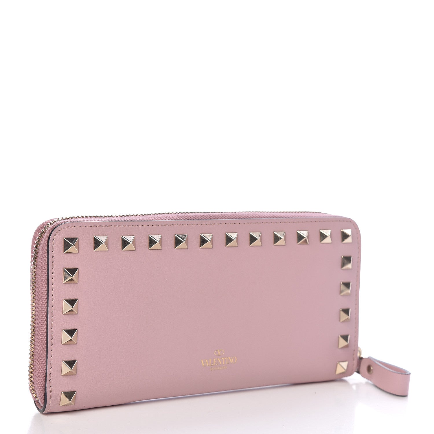 Valentino Garavani Calfskin Rockstud Zip Around Wallet Cipria 3 of 8