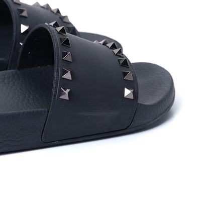 Valentino Garavani Rubber Rockstud Slide Sandals 38 Black 6 of 6