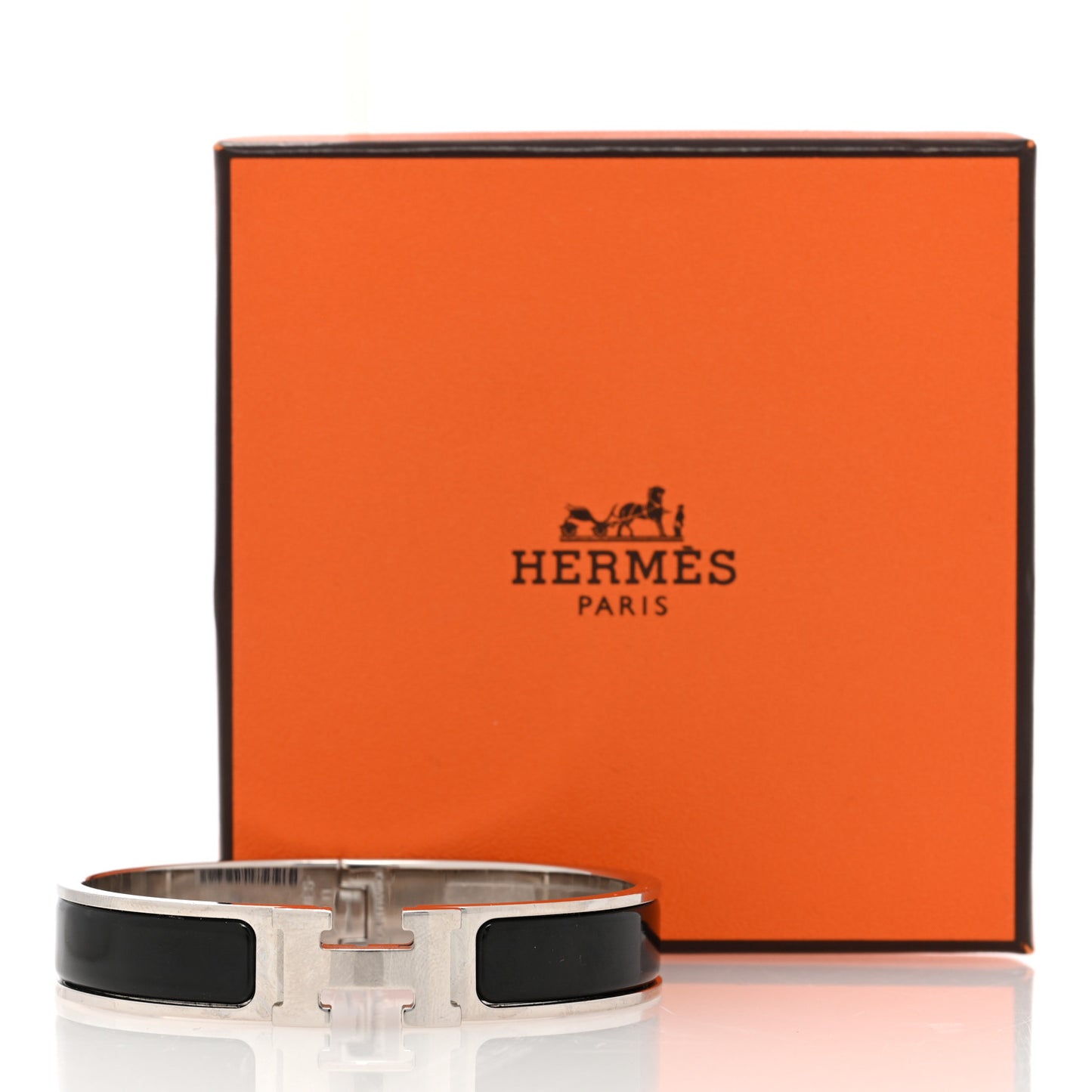 Enamel Narrow Clic Clac H Bracelet PM Black