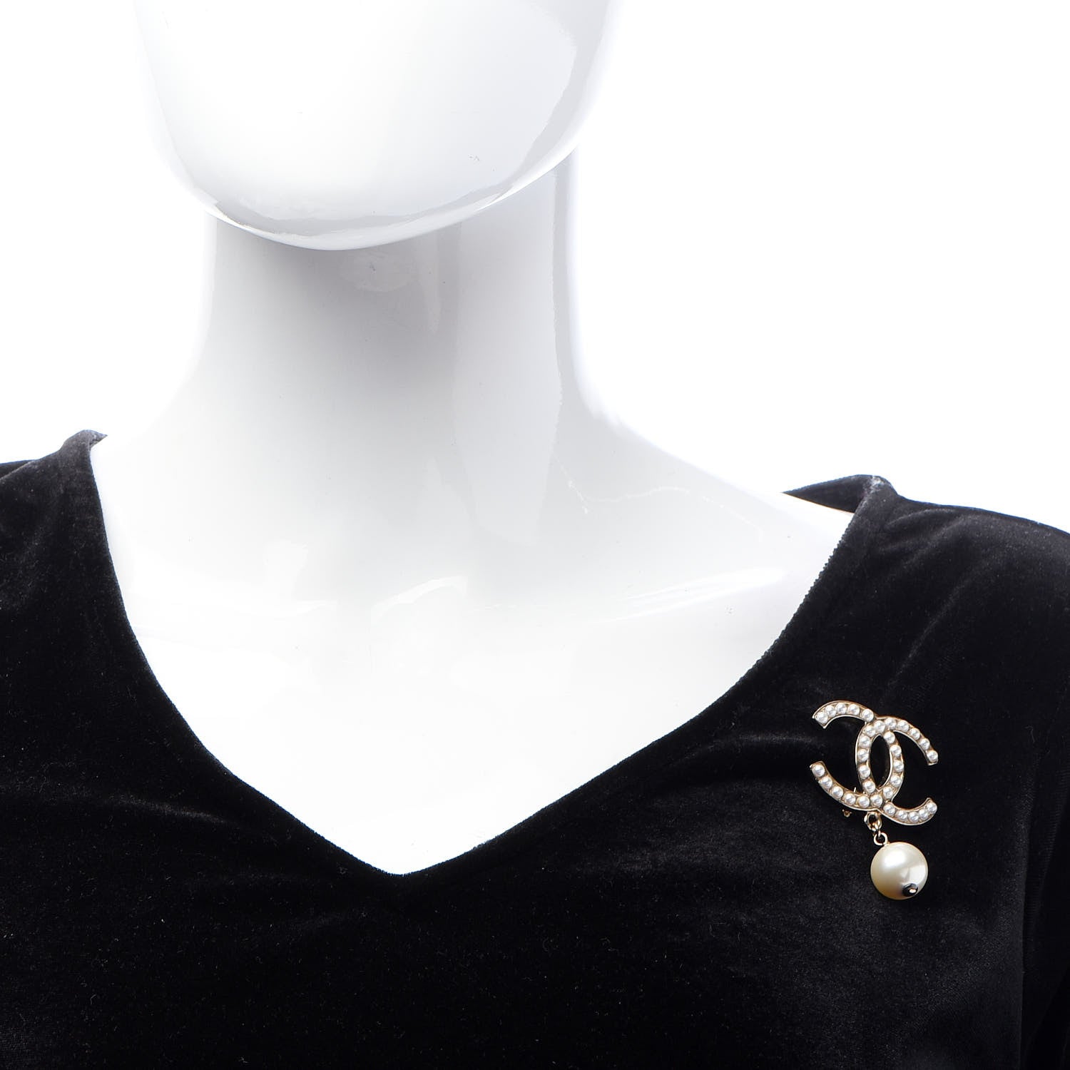 Chanel Pearl CC Drop Brooch Gold 2 of 4