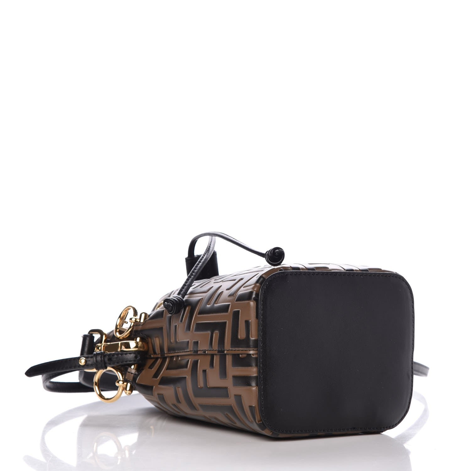 Fendi Vitello Liberty F is Fendi Bi-Color FF 1974 Embossed Mini Mon Tresor Bucket Bag Maya Black 4 of 9