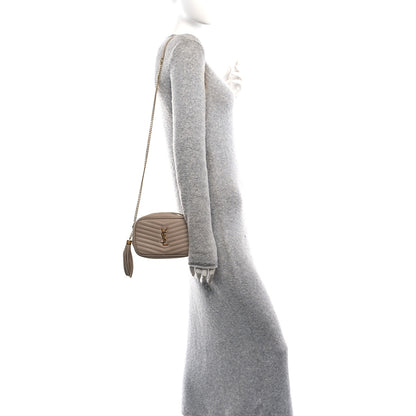 Saint Laurent Grain De Poudre Matelasse Monogram Mini Lou Camera Bag Dark Beige 3 of 12