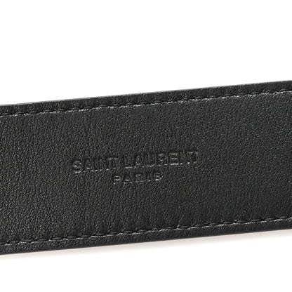 Saint Laurent Goatskin Monogram Cassandre Square Buckle Belt 70 28 Black 3 of 5