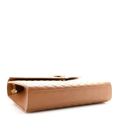 Saint Laurent Grain De Poudre Textured Mixed Matelasse Triquilt Large Monogram Satchel Naturel 4 of 9