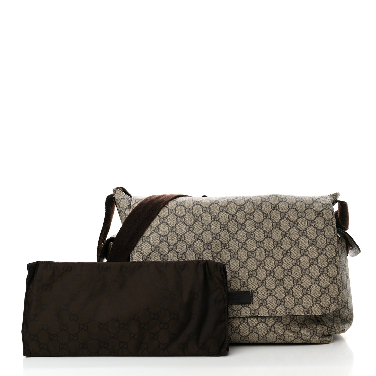 GG Plus Monogram Messenger Diaper Bag Dark Brown