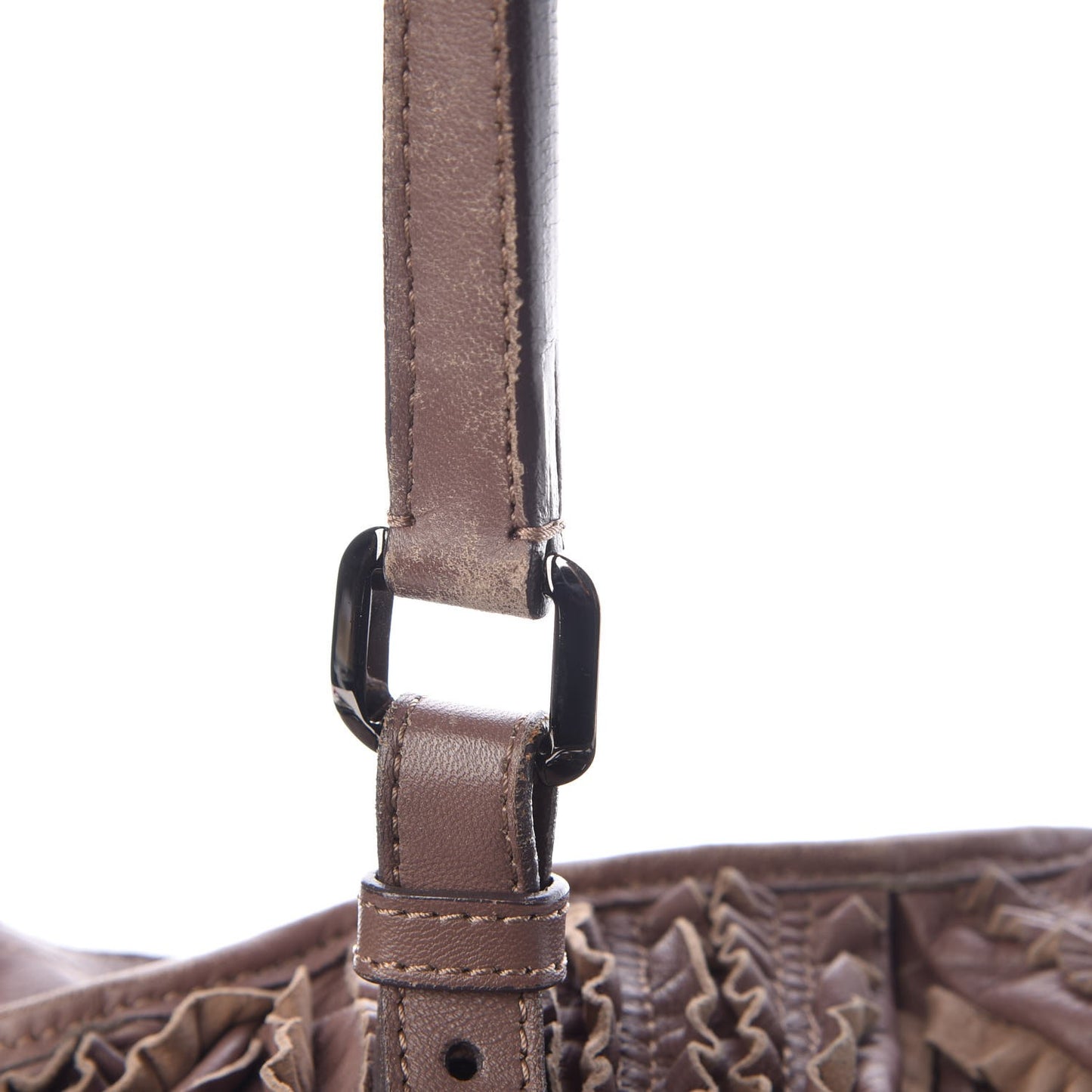 Calfskin Ruffled Medium Lowry Dark Taupe Pink