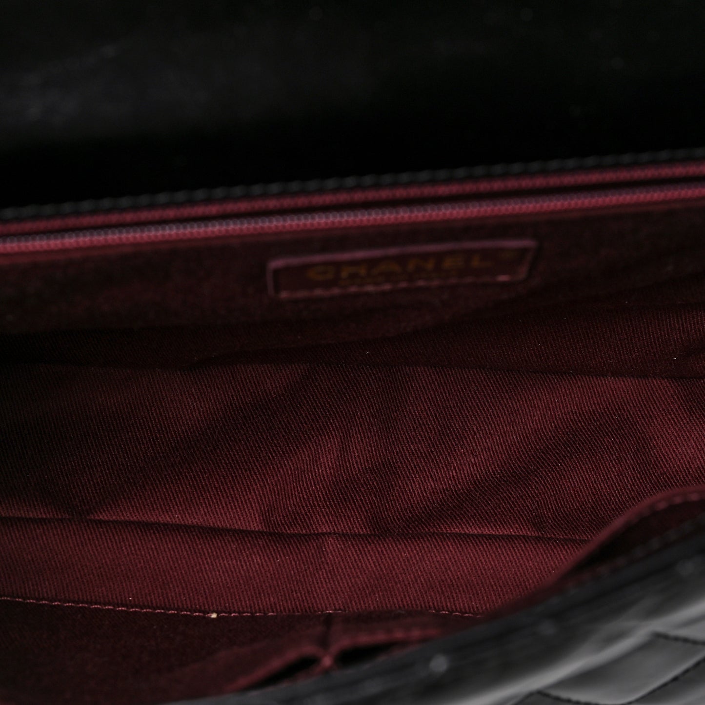 Glazed Calfskin Castle Rock Large Flap Black Burgundy