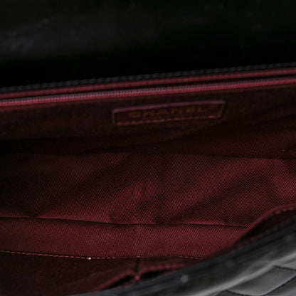 Chanel Glazed Calfskin Castle Rock Large Flap Black Burgundy 5 of 9