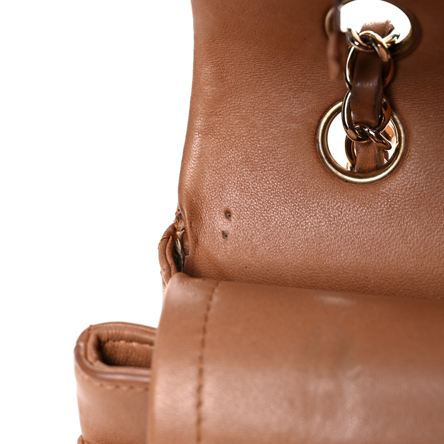 Lambskin Quilted Medium Double Flap Brown