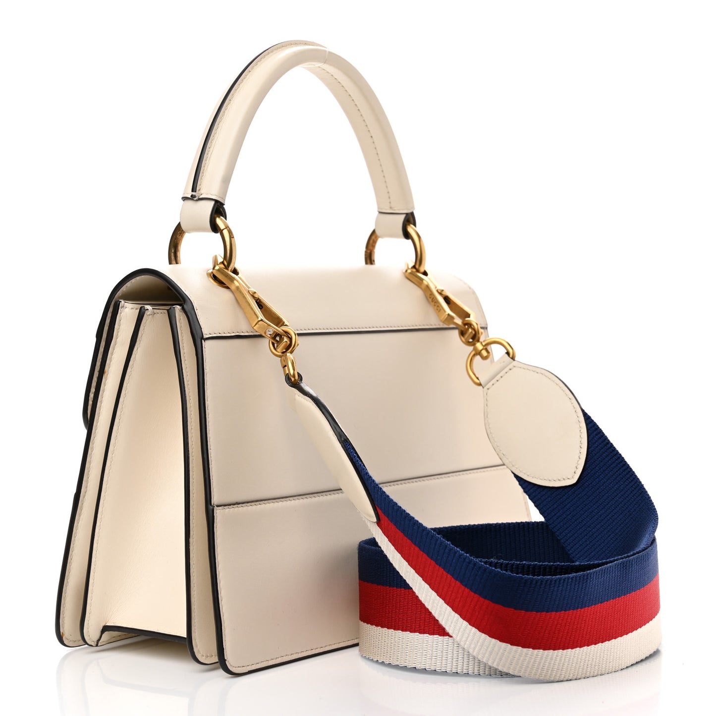 Calfskin Sylvie Web Small Queen Margaret Top Handle Bag White