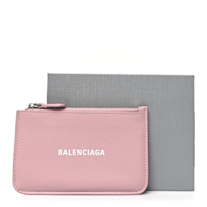 Balenciaga Grained Calfskin Logo Large Cash Long Coin Card Holder Powder Pink White 9 of 9
