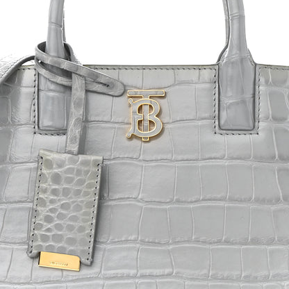 Burberry Crocodile Embossed Calfskin Mini Frances Tote Cloud Grey 7 of 11