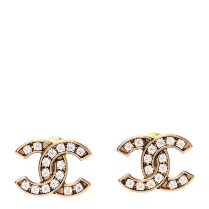Chanel Crystal CC Earrings Gold 1 of 4