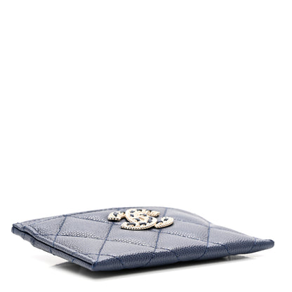 Chanel Caviar Quilted Crystal Card Holder Blue 4 of 9