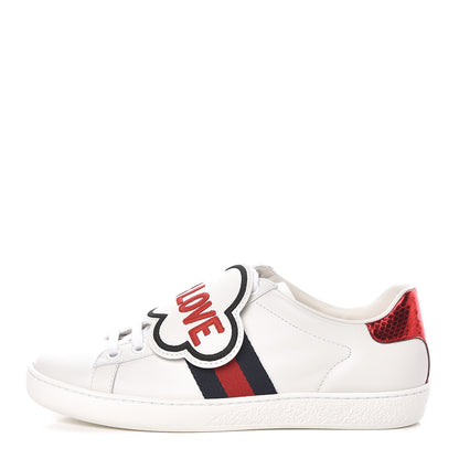 Gucci Calfskin Ayers Blind For Love Embroidered Womens Ace Sneakers 35.5 White 1 of 13