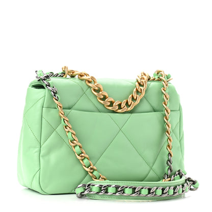 Chanel Goatskin Quilted Medium Chanel 19 Flap Light Green 3 of 11