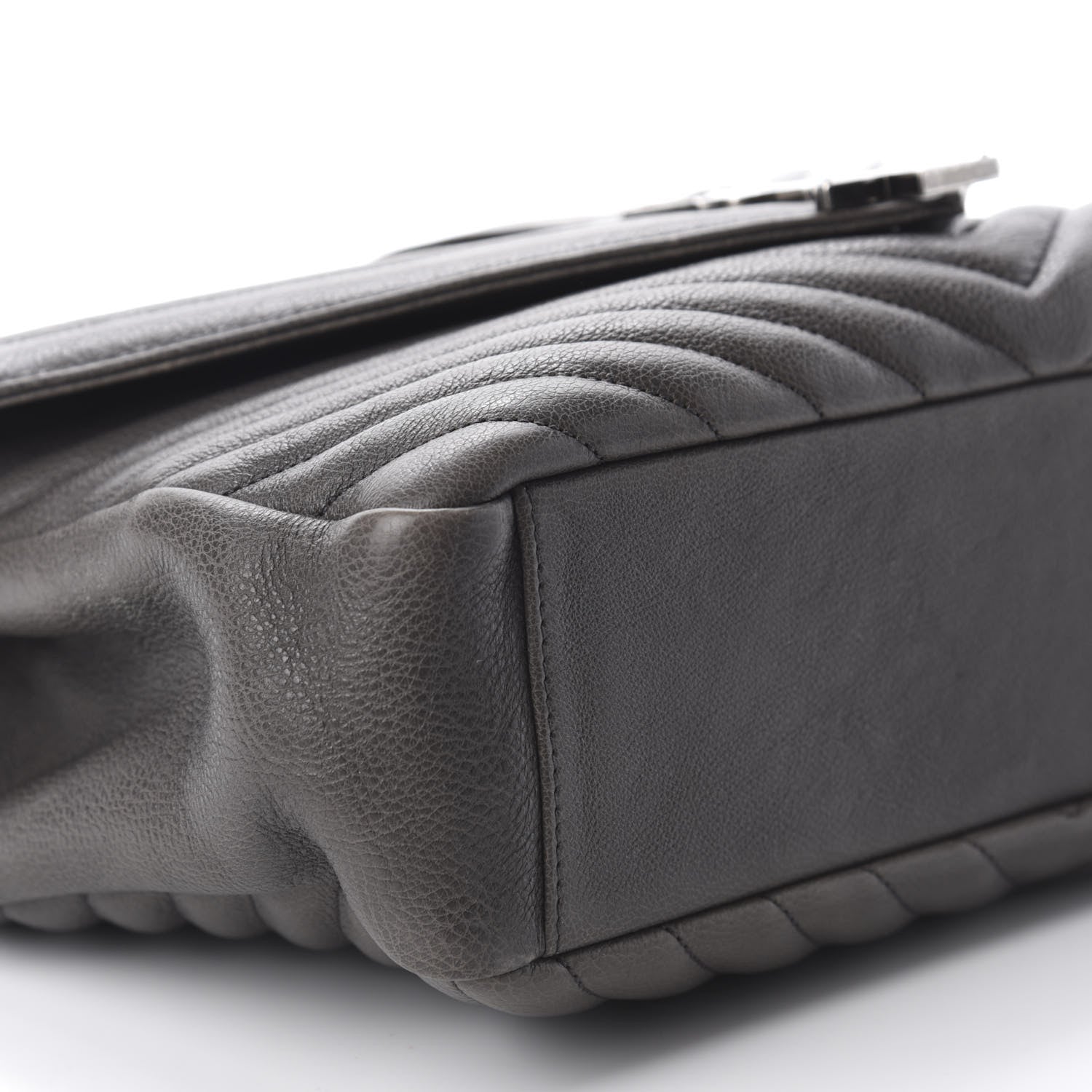 Saint Laurent Sheepskin Matelasse Chevron Monogram Large College Satchel Dark Anthracite 6 of 14