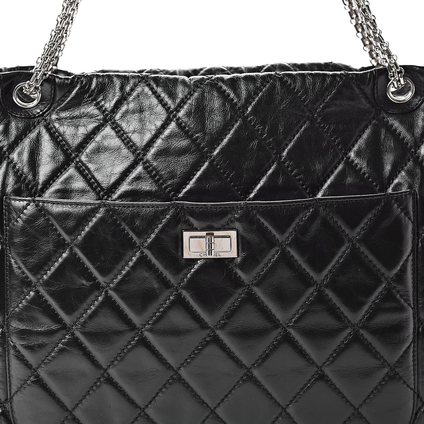 Aged Calfskin Oversized Reissue Overnight Tote Black