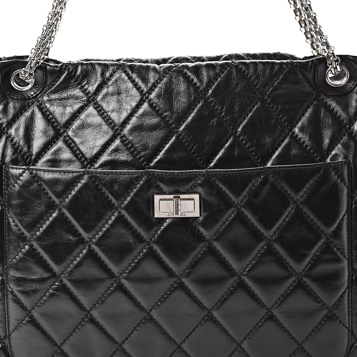 Chanel Aged Calfskin Oversized Reissue Overnight Tote Black 8 of 12