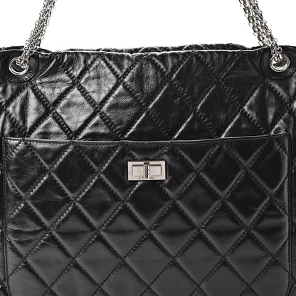 Chanel Aged Calfskin Oversized Reissue Overnight Tote Black 8 of 12
