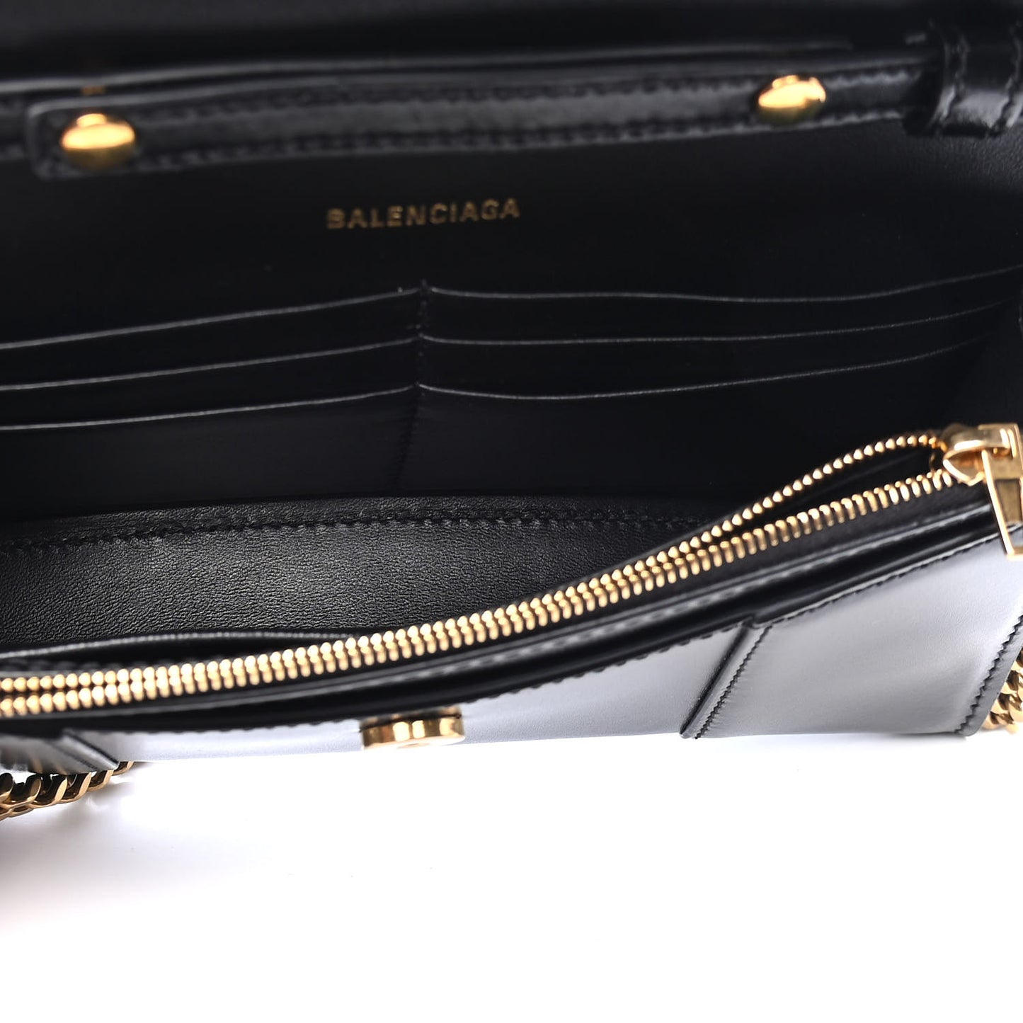 Shiny Box Calfskin Hourglass Chain Bag Black