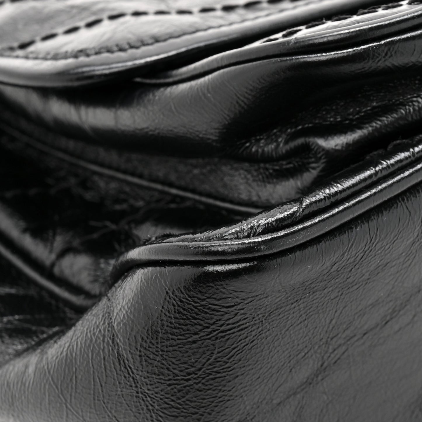 Crinkled Calfskin Matelasse Monogram Medium Niki Chain Satchel Black