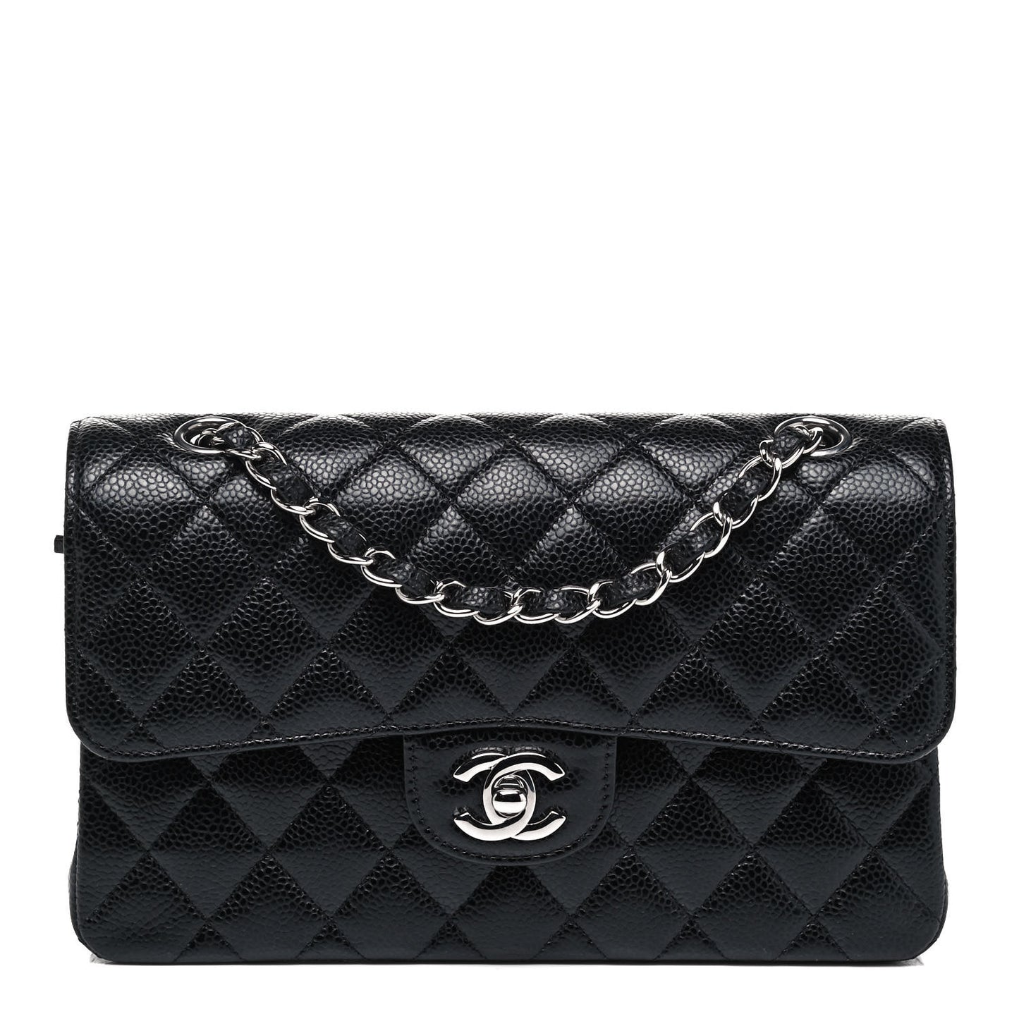 Caviar Quilted Small Double Flap Black