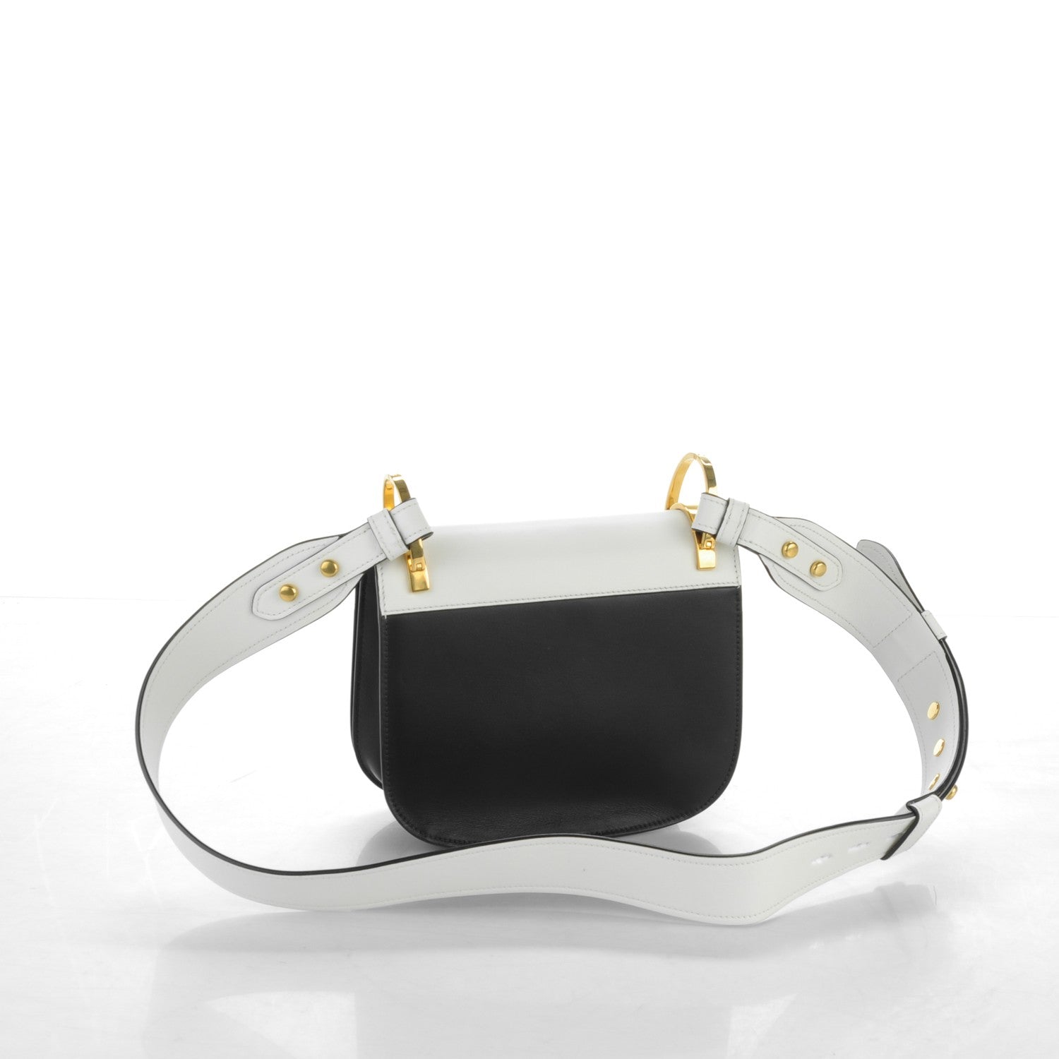 Prada City Calf Pionniere Saddle Bag Black White 3 of 8