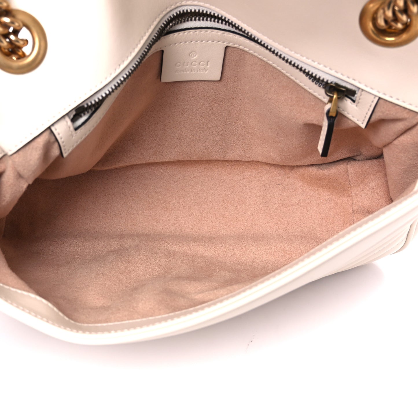 Calfskin Matelasse Medium GG Marmont Shoulder Bag White