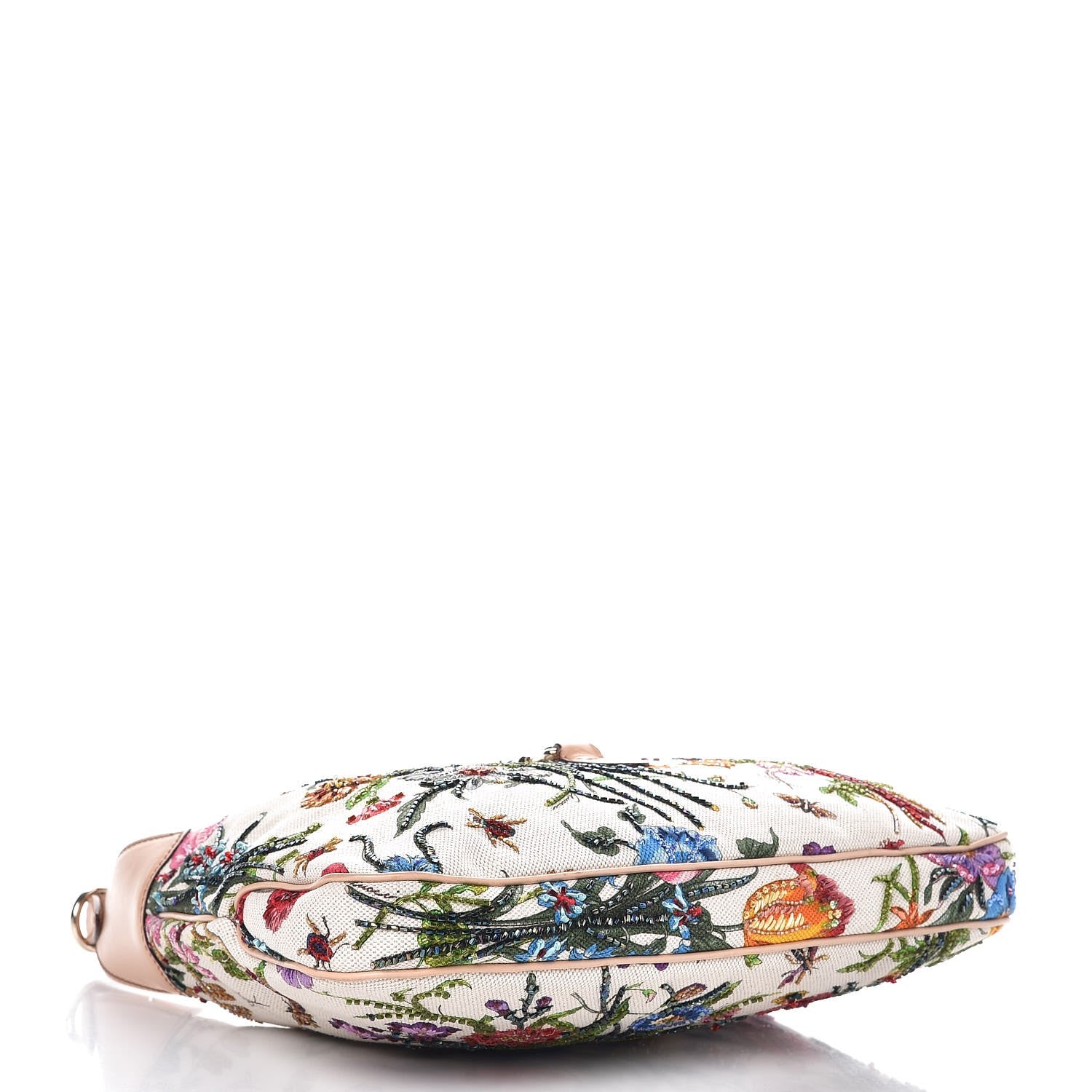 Gucci Canvas Beaded Floral Flora Small Jackie O Hobo White 4 of 7