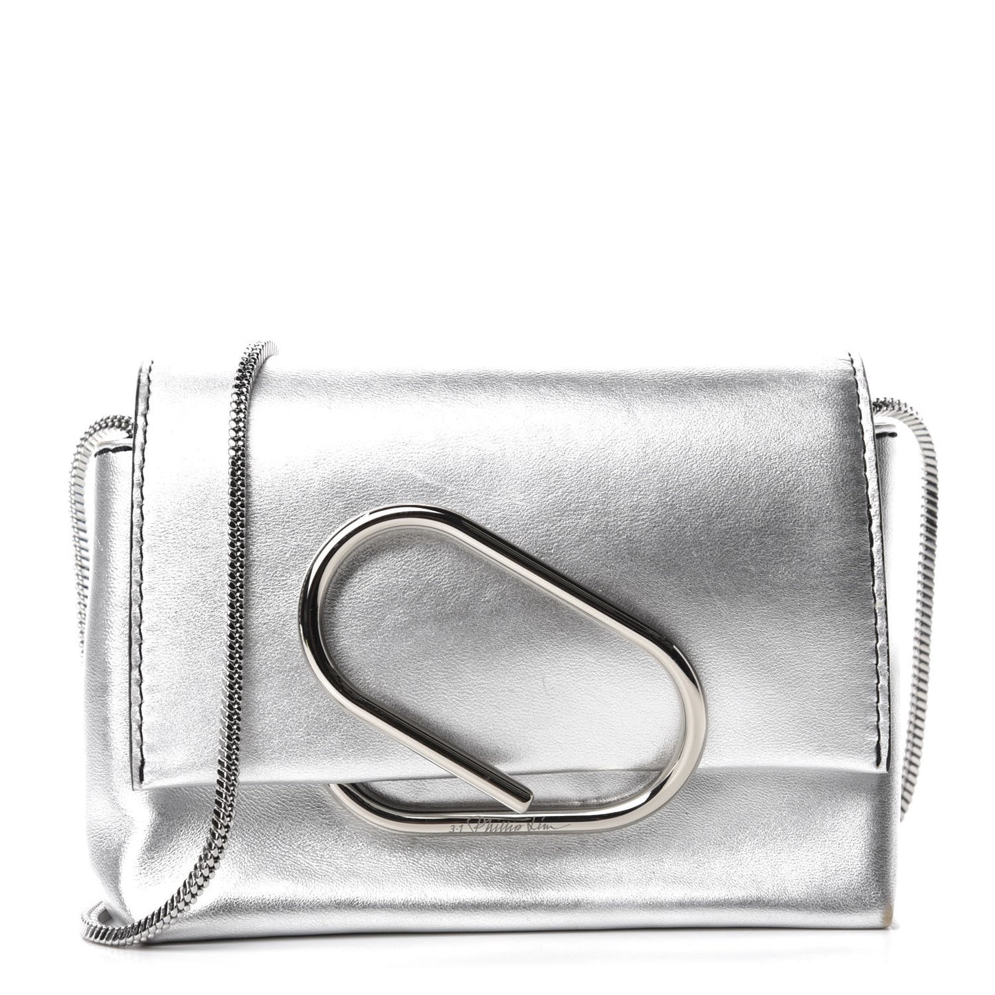 3.1 Metallic Calfskin Alix Soft Flap Clutch Silver