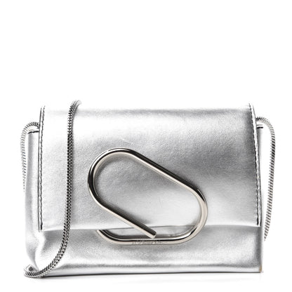 3.1 Phillip Lim 3.1 Metallic Calfskin Alix Soft Flap Clutch Silver 1 of 10