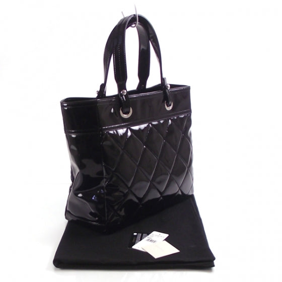 Patent Quilted Large Tote