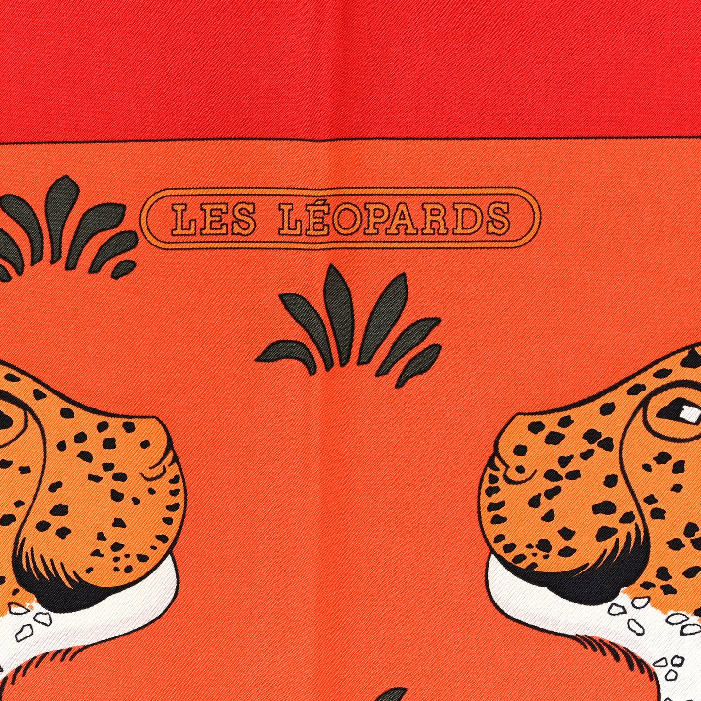 Silk Les Leopards Scarf 90 Orange Abricot Vert