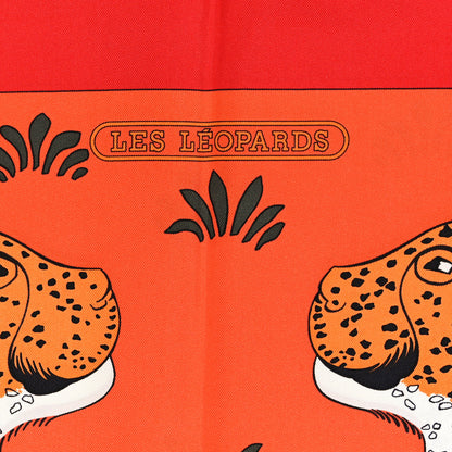 Hermes Silk Les Leopards Scarf 90 Orange Abricot Vert 4 of 4