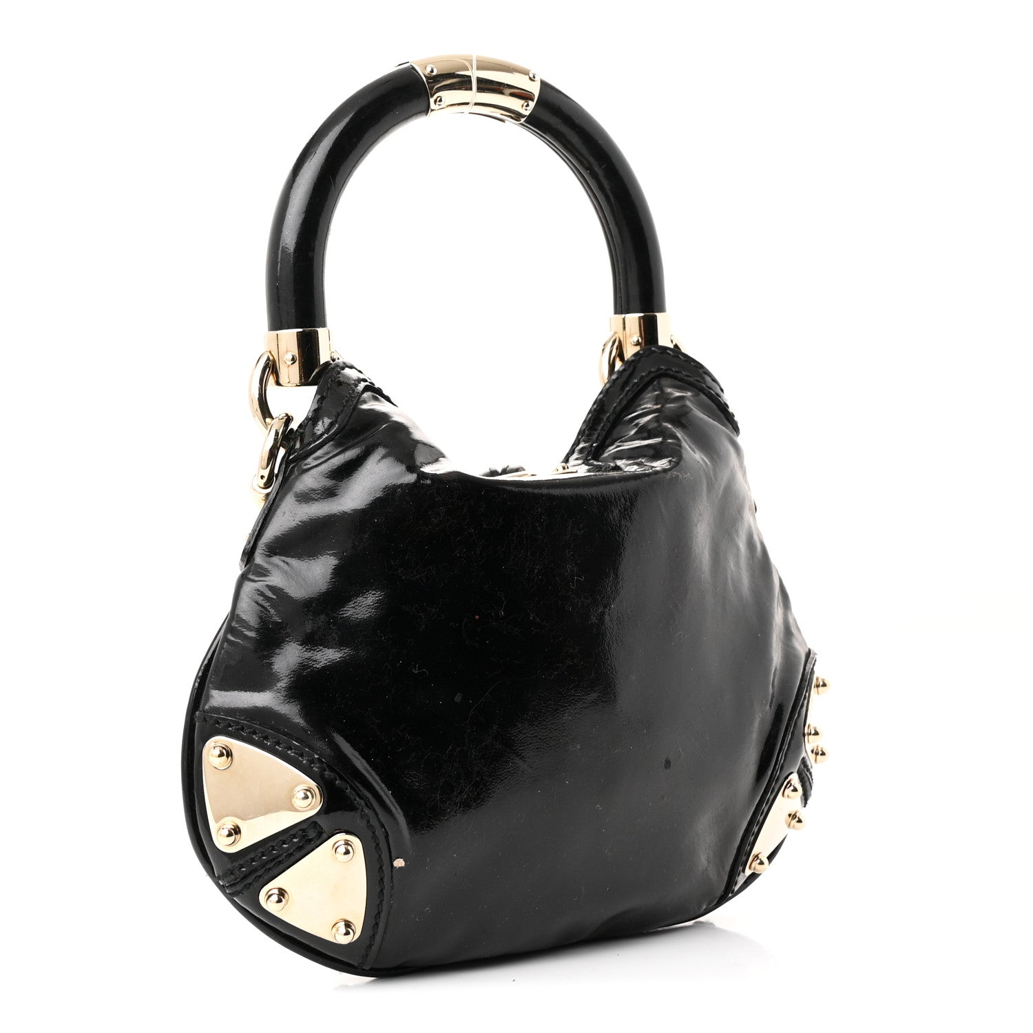 Gucci Patent Mini Indy Top Handle Hobo Black 3 of 10