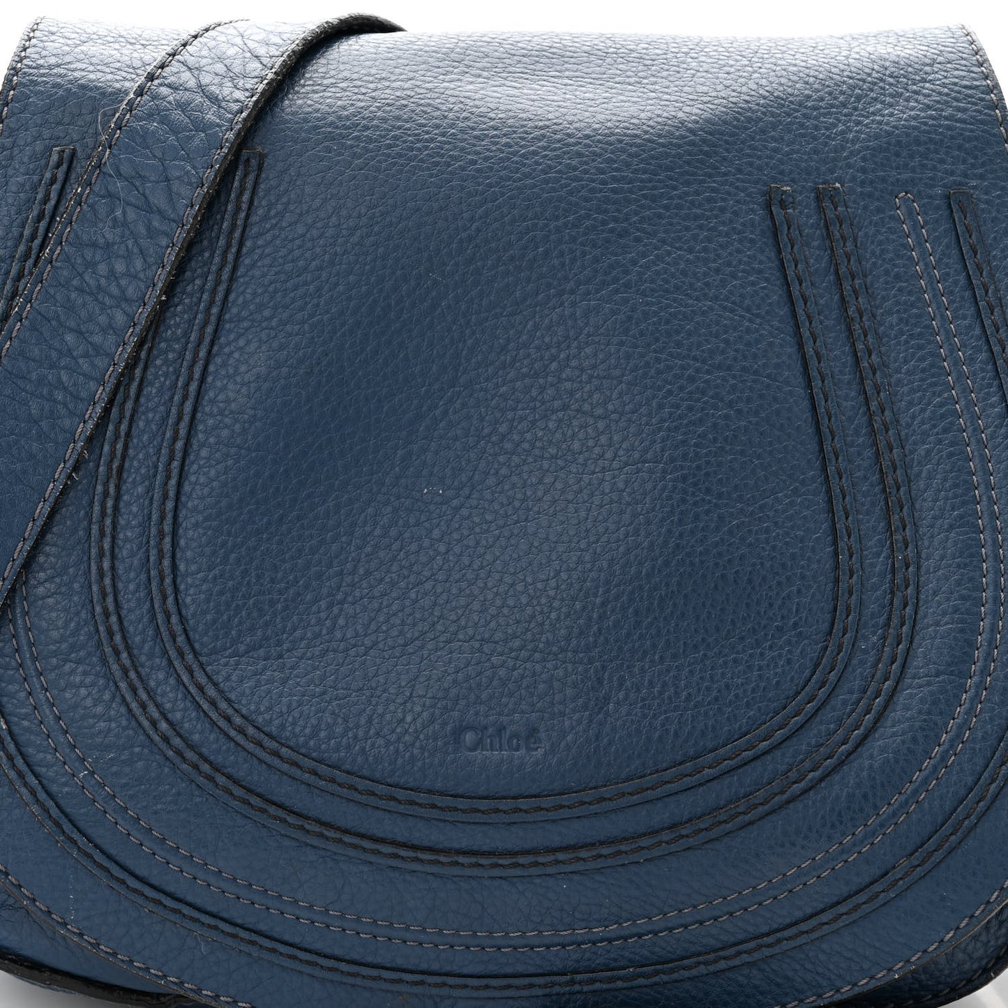 Calfskin Medium Marcie Round Crossbody Bag Royal Navy