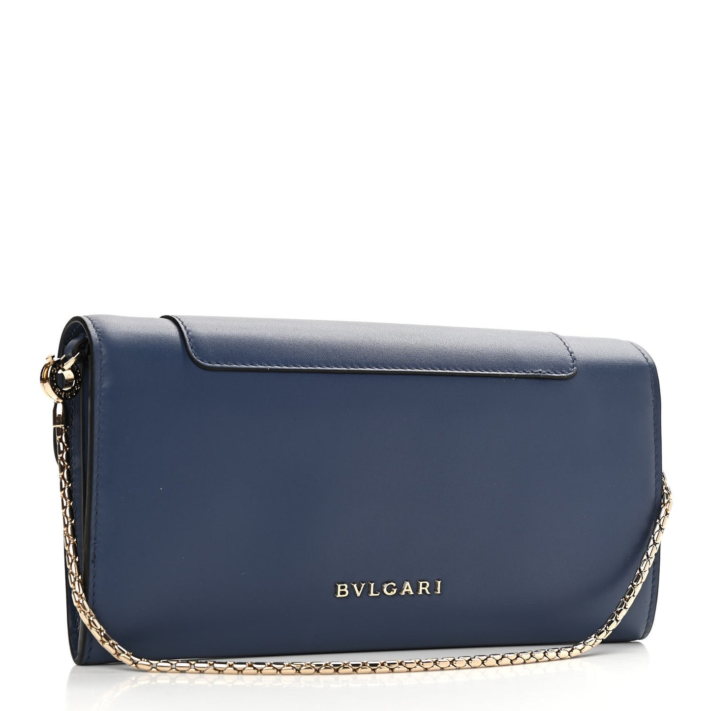 Calfskin Serpenti Forever Chain Wallet Blue
