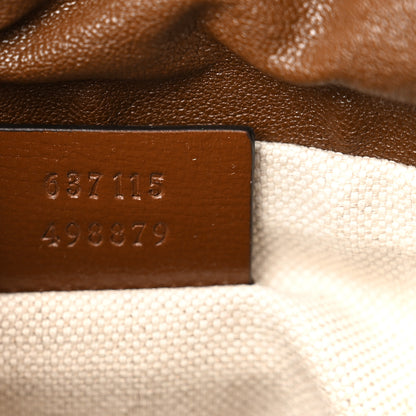 Gucci GG Supreme Monogram Azalea Sakai Calfskin Small Horsebit 1955 Drawstring Bucket Bag Beige Ebony Brown Sugar 7 of 10