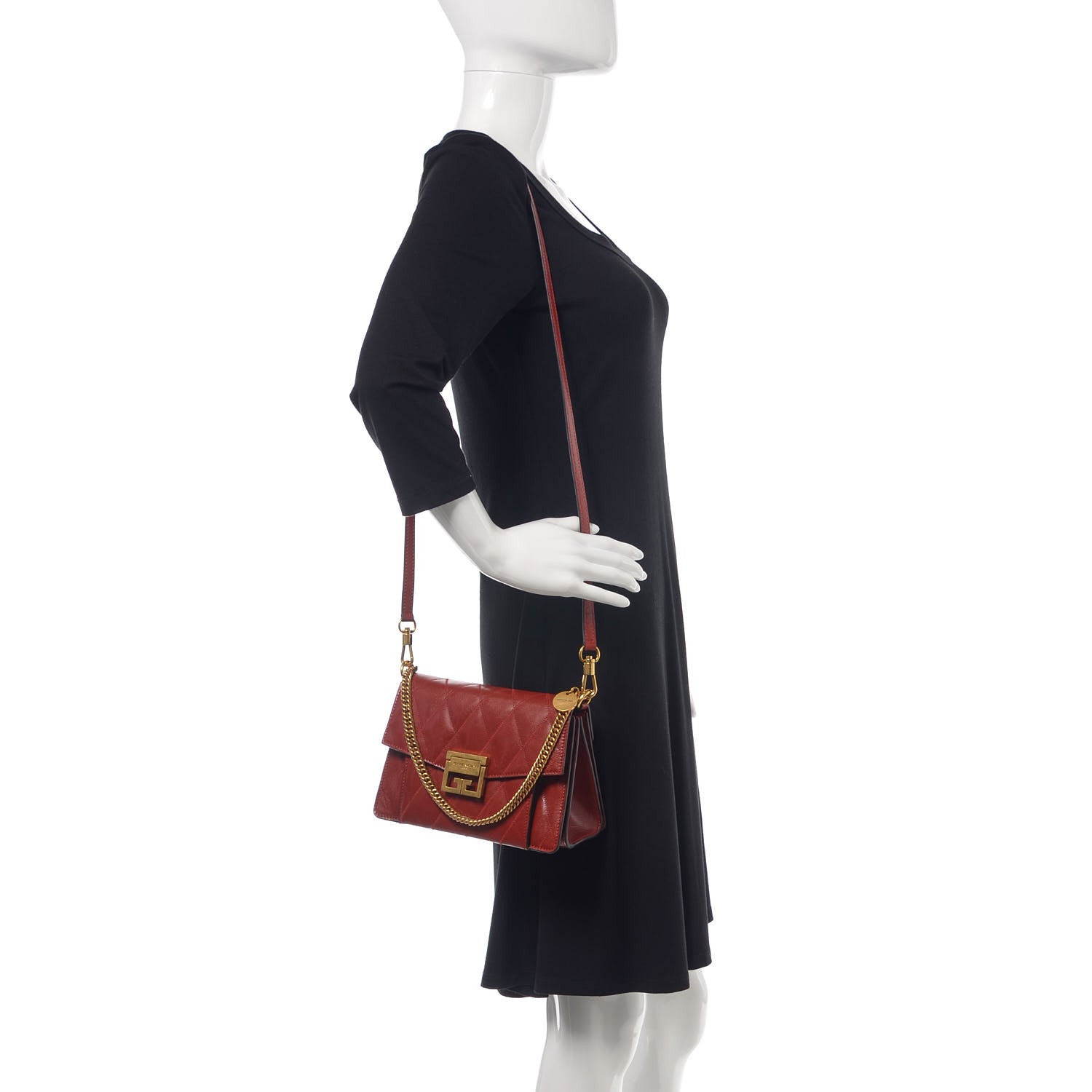 Givenchy Goatskin Quilted Small GV3 Shoulder Bag Brown 2 of 6