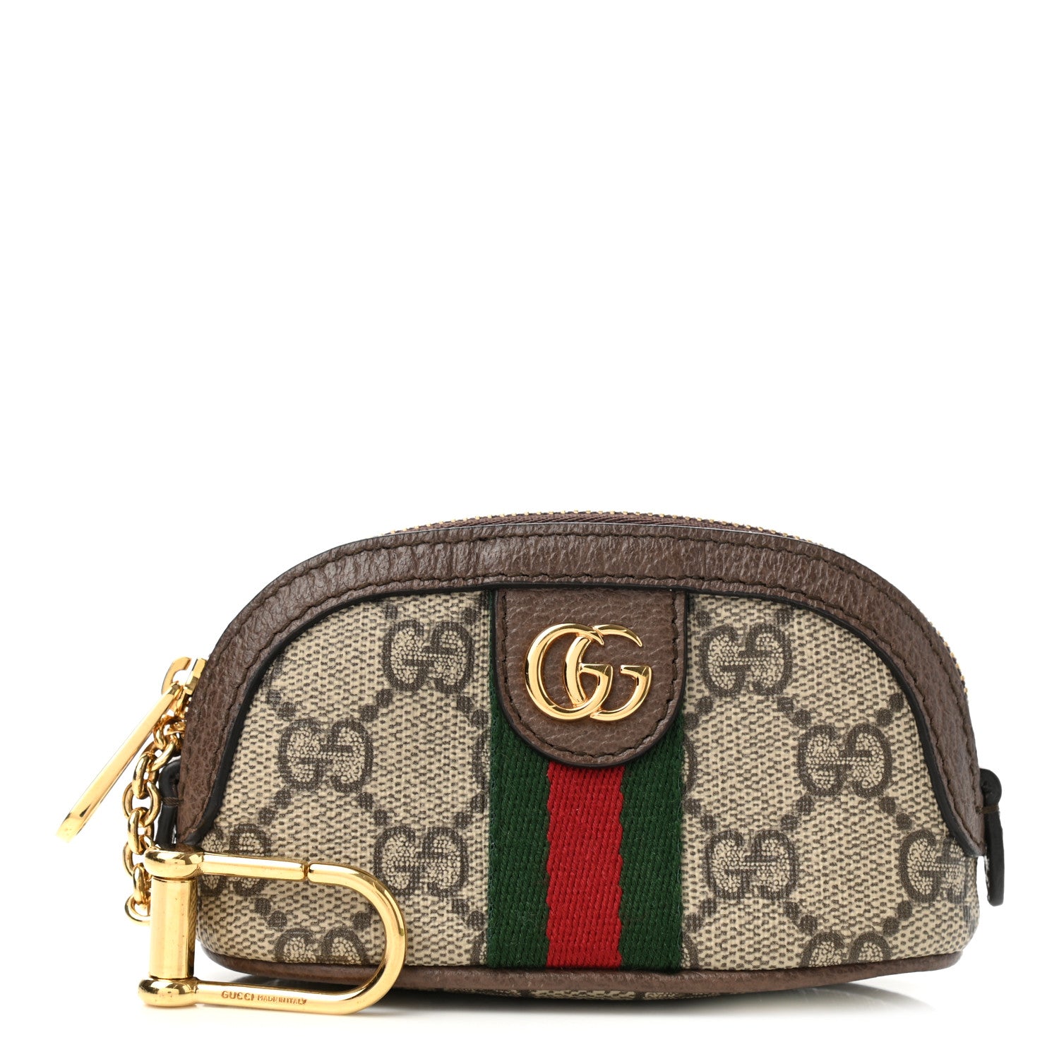 Gucci GG Supreme Monogram Web Ophidia Dome Key Pouch Beige New Acero 1 of 8