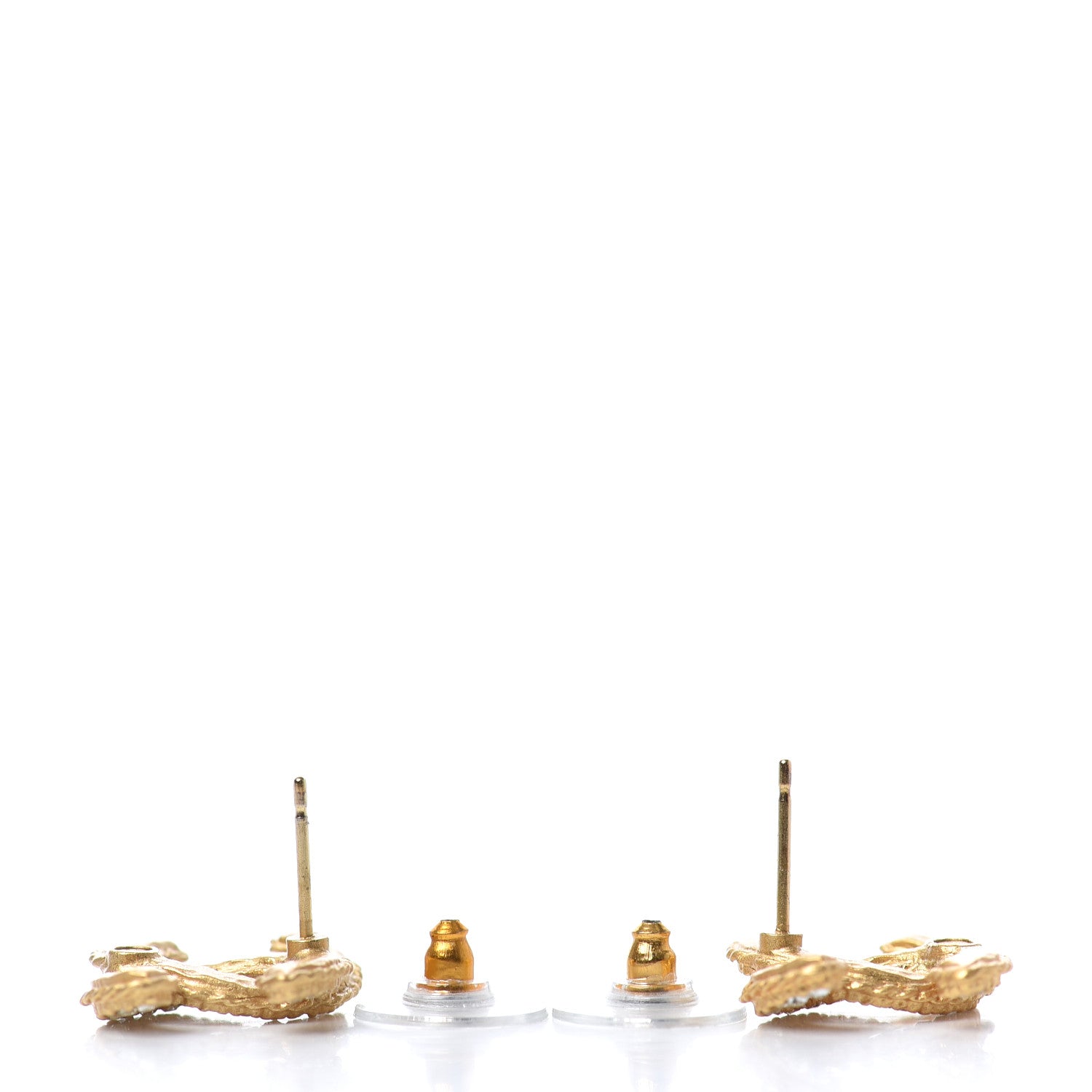 Chanel Crystal 90’s Icon CC Stud Earrings Gold 3 of 4