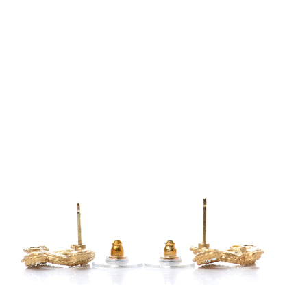 Chanel Crystal 90’s Icon CC Stud Earrings Gold 3 of 4